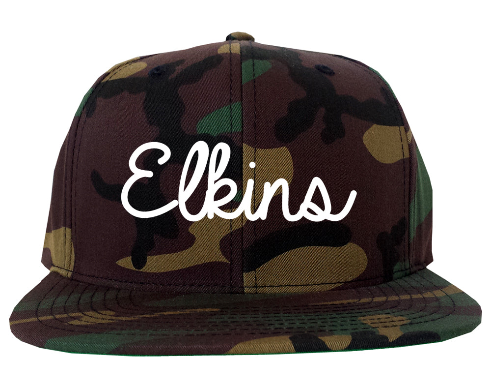 Elkins West Virginia WV Script Mens Snapback Hat Army Camo