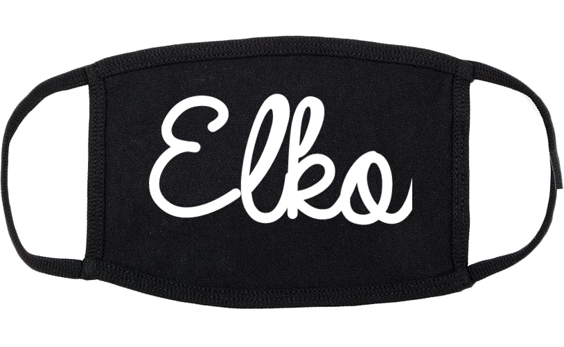 Elko Nevada NV Script Cotton Face Mask Black