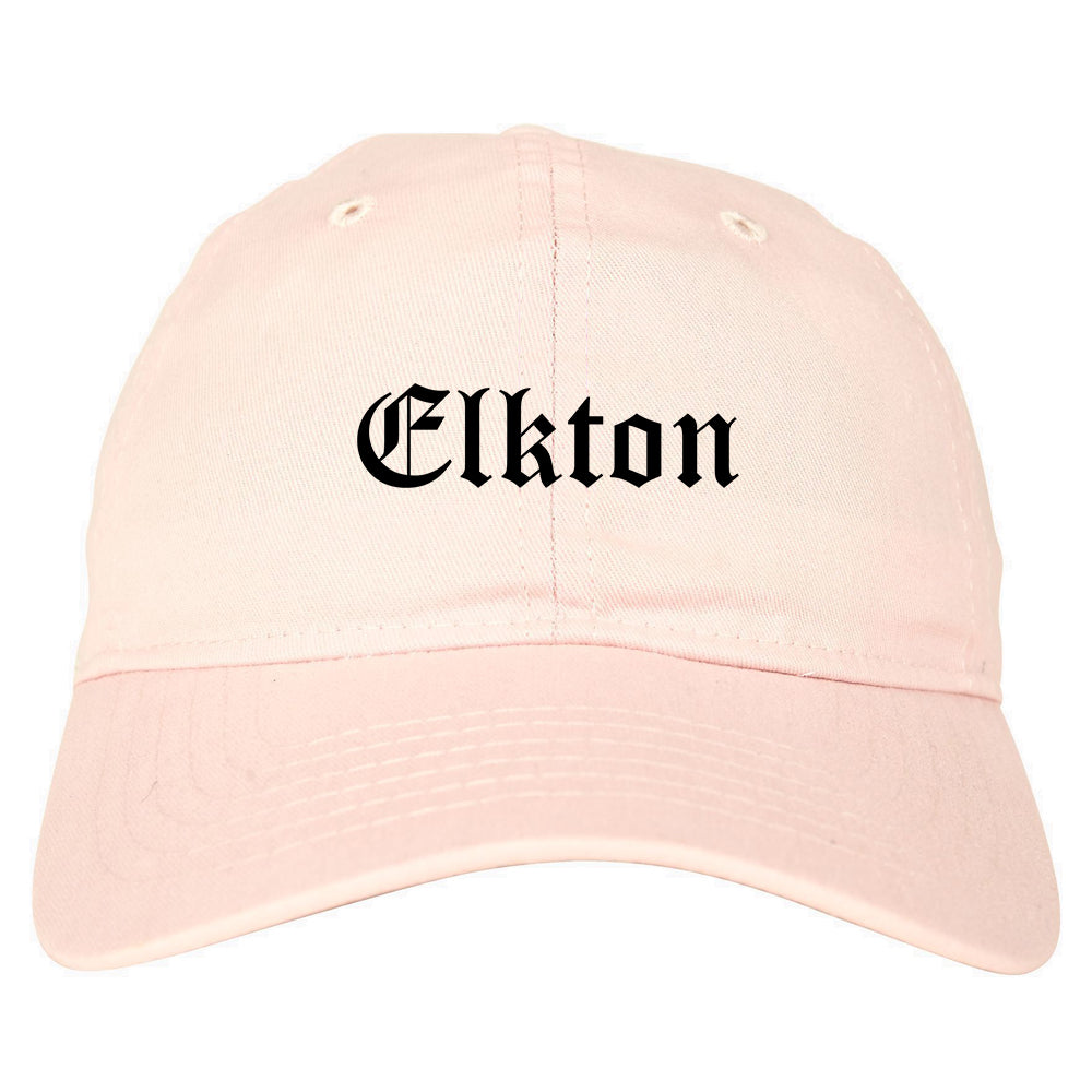 Elkton Maryland MD Old English Mens Dad Hat Baseball Cap Pink