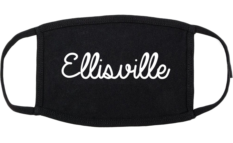 Ellisville Mississippi MS Script Cotton Face Mask Black