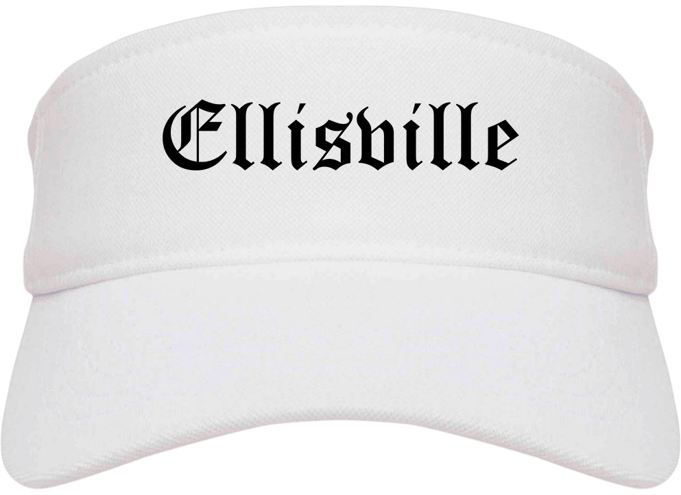 Ellisville Missouri MO Old English Mens Visor Cap Hat White