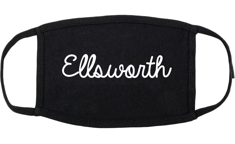 Ellsworth Maine ME Script Cotton Face Mask Black