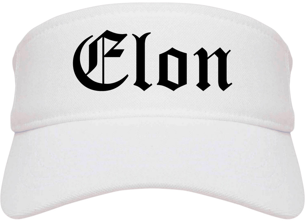 Elon North Carolina NC Old English Mens Visor Cap Hat White