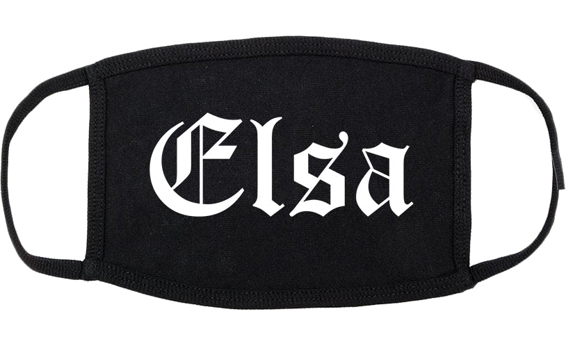 Elsa Texas TX Old English Cotton Face Mask Black