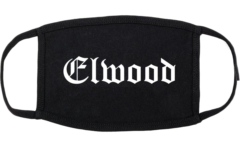 Elwood Indiana IN Old English Cotton Face Mask Black