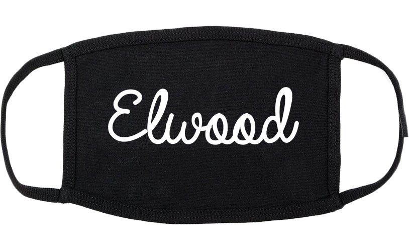 Elwood Indiana IN Script Cotton Face Mask Black