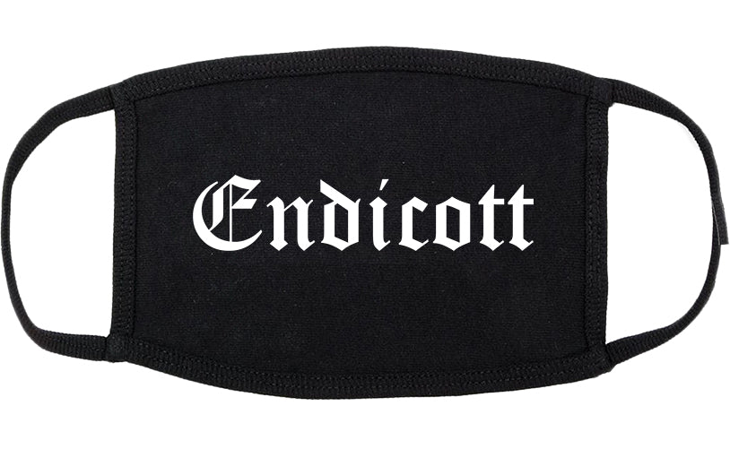 Endicott New York NY Old English Cotton Face Mask Black