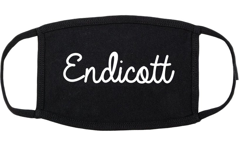 Endicott New York NY Script Cotton Face Mask Black