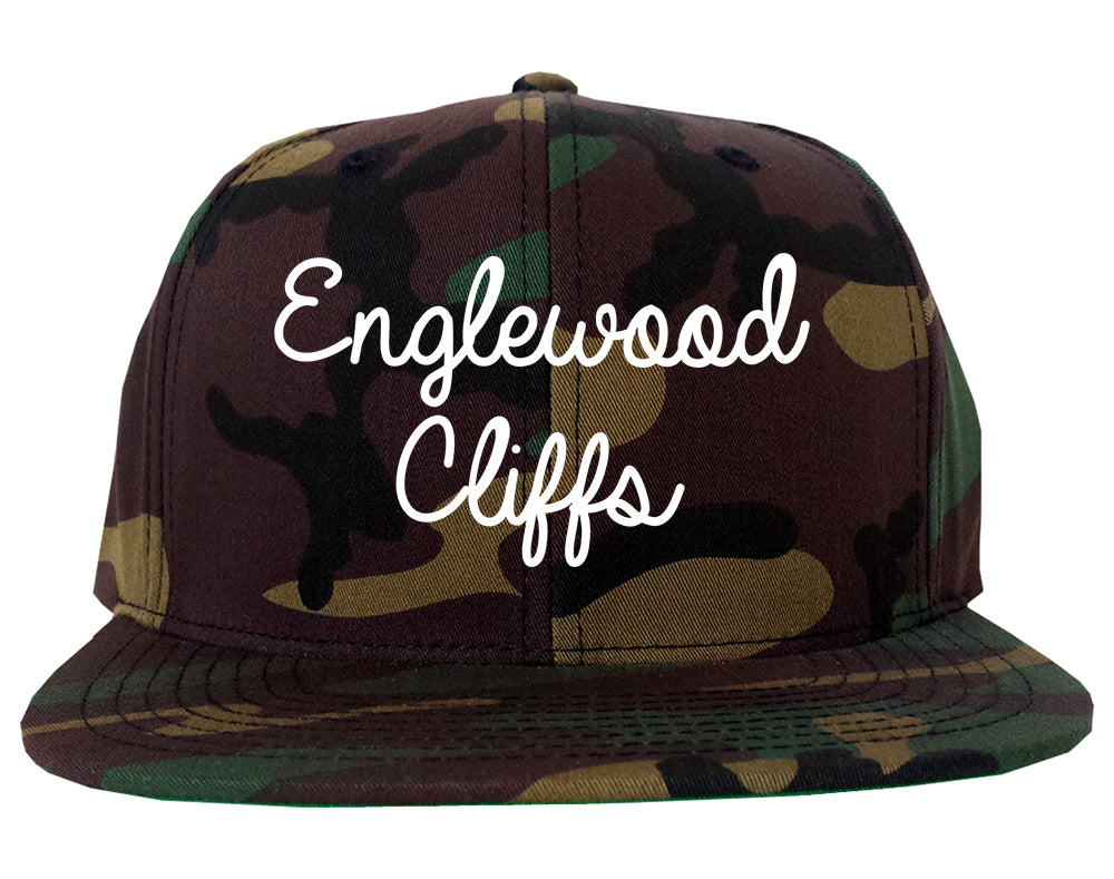 Englewood Cliffs New Jersey NJ Script Mens Snapback Hat Army Camo