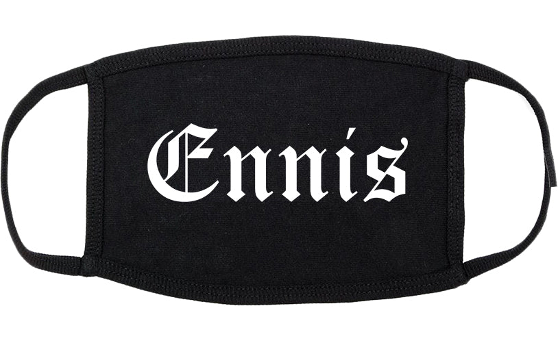 Ennis Texas TX Old English Cotton Face Mask Black