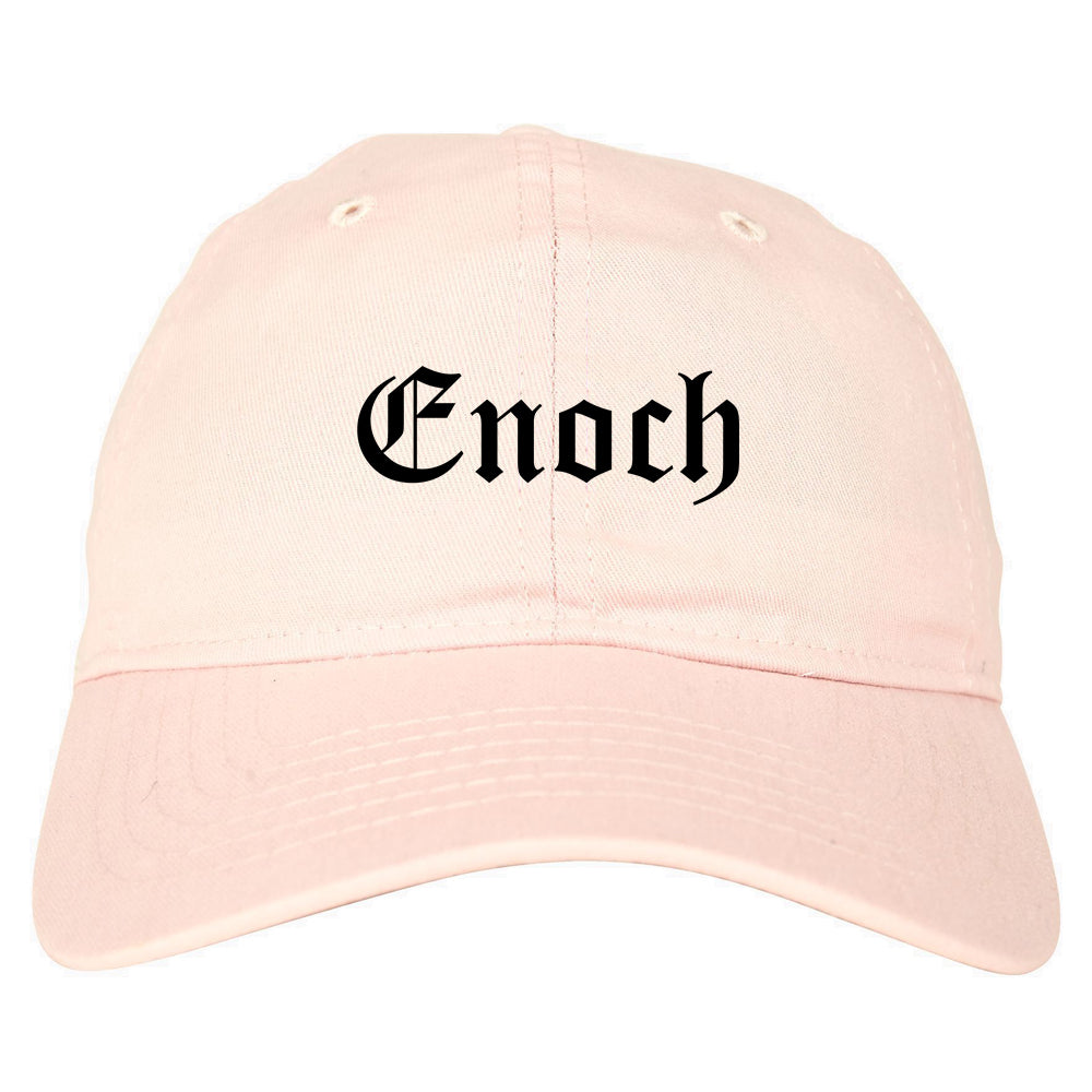 Enoch Utah UT Old English Mens Dad Hat Baseball Cap Pink