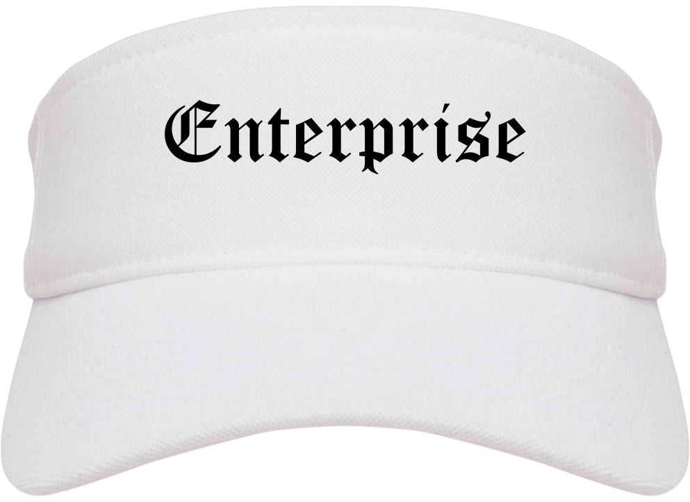 Enterprise Alabama AL Old English Mens Visor Cap Hat White