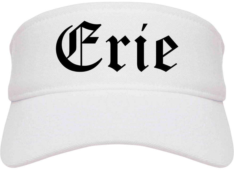 Erie Colorado CO Old English Mens Visor Cap Hat White