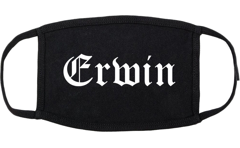 Erwin Tennessee TN Old English Cotton Face Mask Black