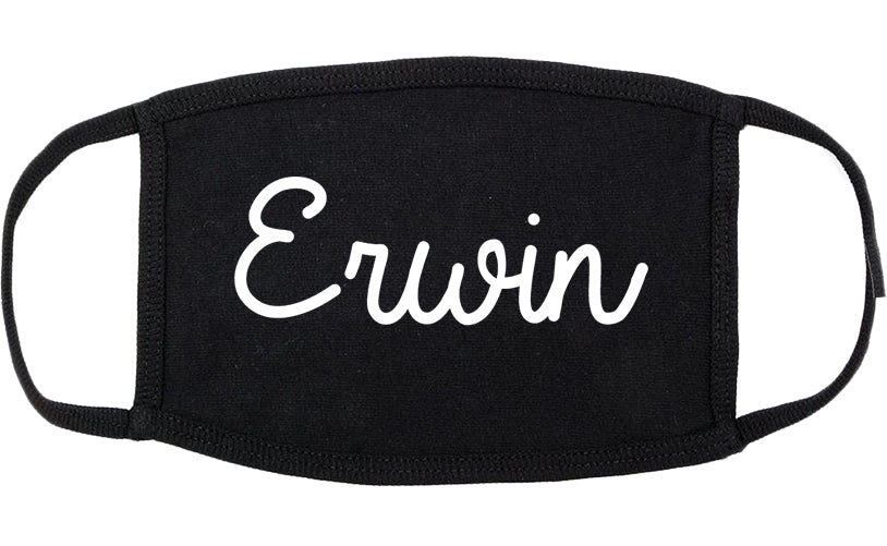 Erwin Tennessee TN Script Cotton Face Mask Black