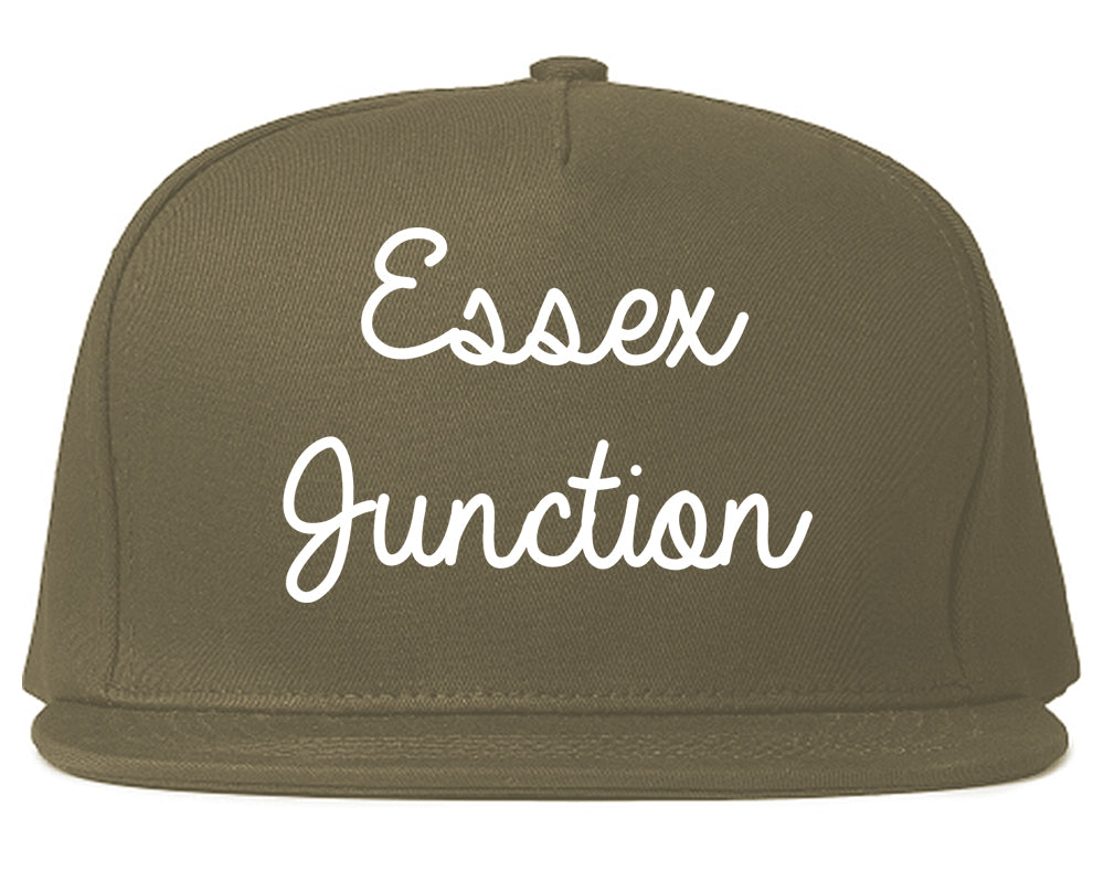 Essex Junction Vermont VT Script Mens Snapback Hat Grey