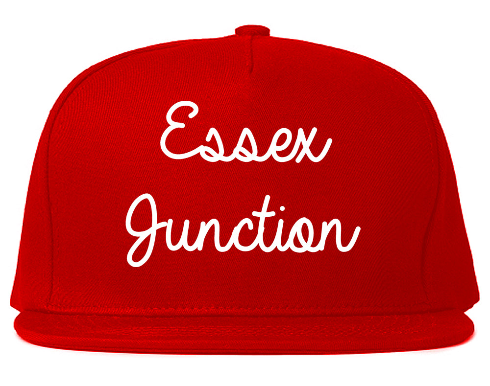 Essex Junction Vermont VT Script Mens Snapback Hat Red
