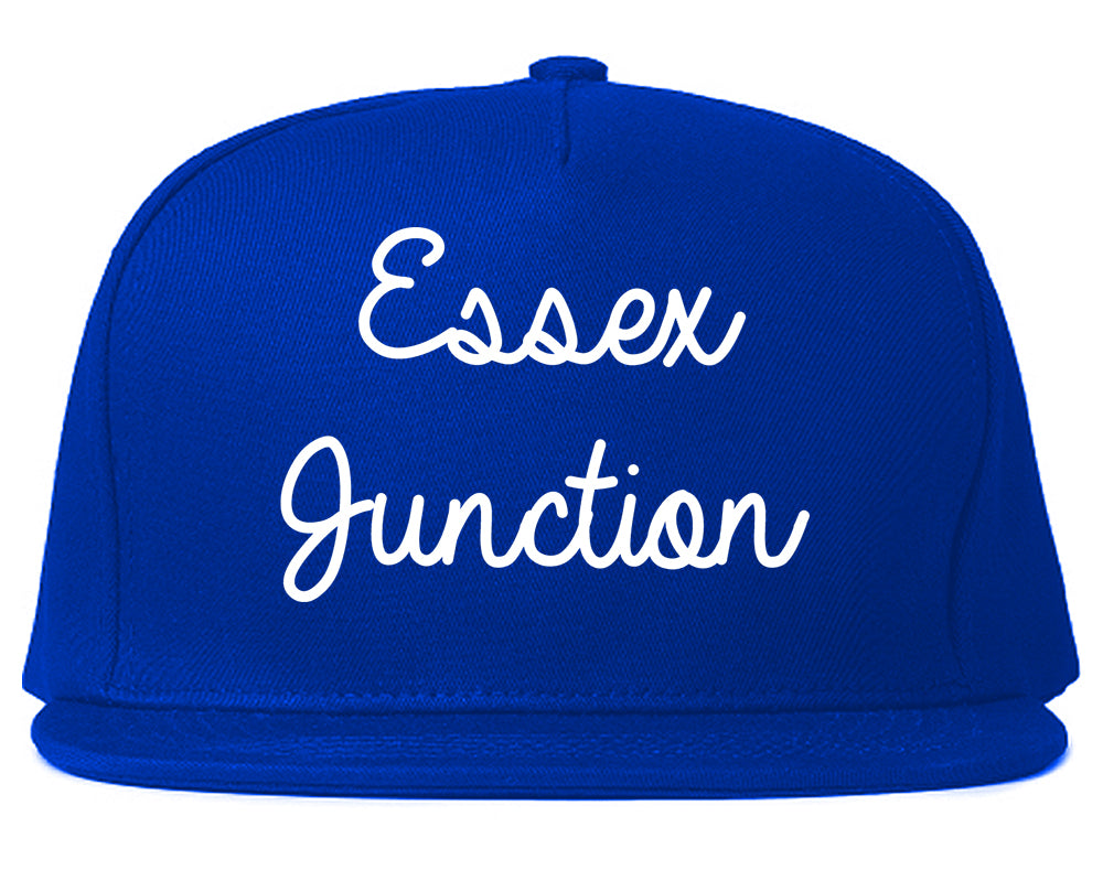 Essex Junction Vermont VT Script Mens Snapback Hat Royal Blue