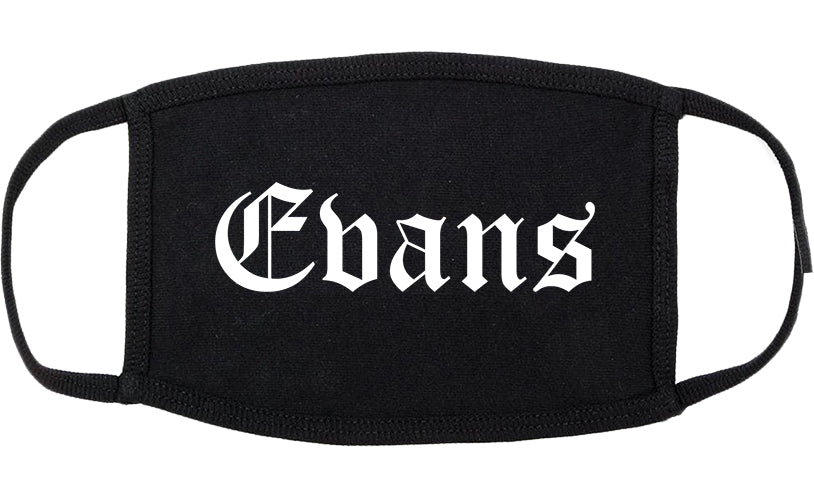 Evans Colorado CO Old English Cotton Face Mask Black