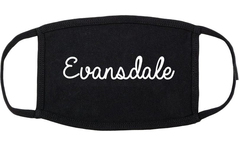 Evansdale Iowa IA Script Cotton Face Mask Black
