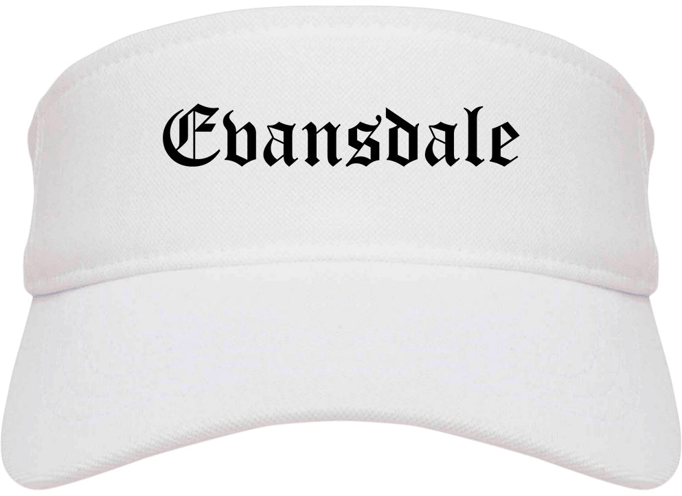 Evansdale Iowa IA Old English Mens Visor Cap Hat White