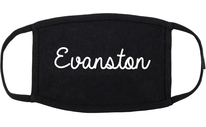 Evanston Illinois IL Script Cotton Face Mask Black