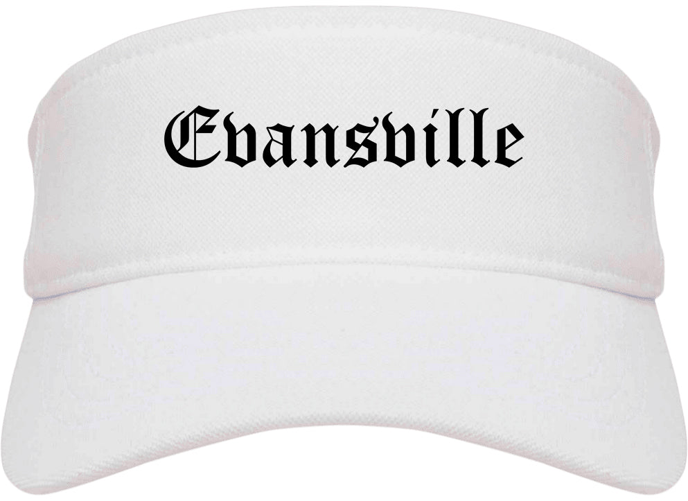Evansville Indiana IN Old English Mens Visor Cap Hat White