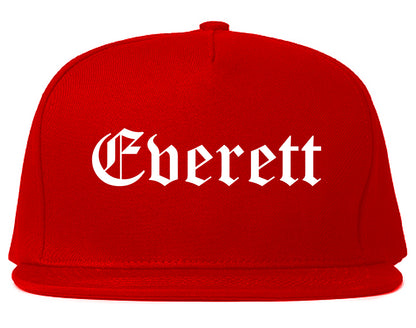 Everett Massachusetts MA Old English Mens Snapback Hat Red
