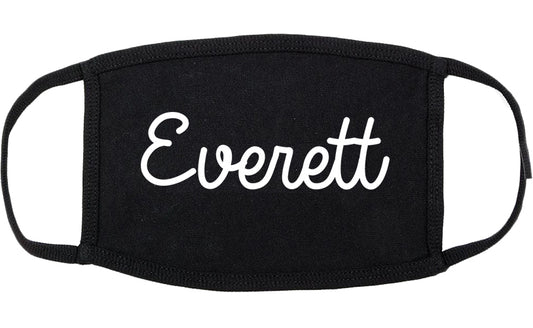 Everett Massachusetts MA Script Cotton Face Mask Black
