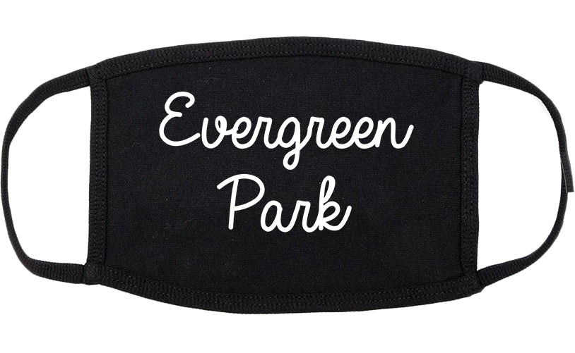 Evergreen Park Illinois IL Script Cotton Face Mask Black