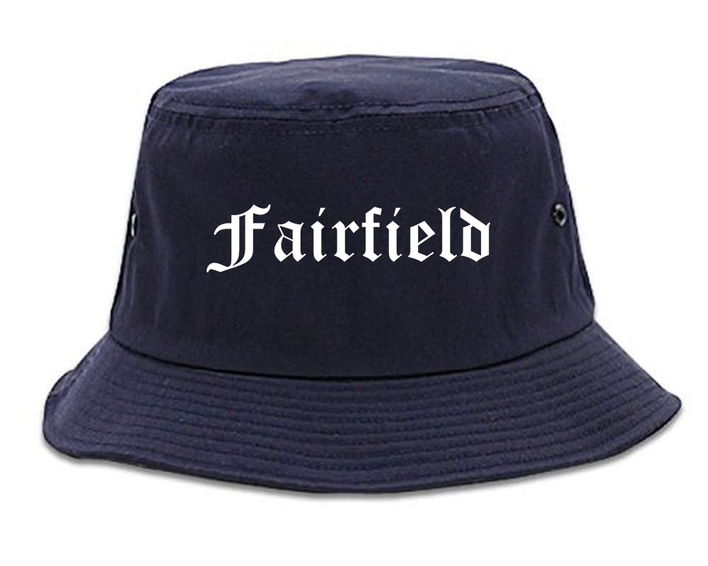 Fairfield California CA Old English Mens Bucket Hat Navy Blue