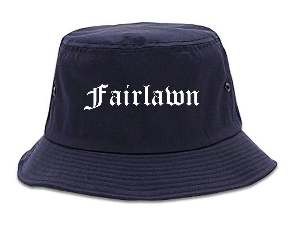 Fairlawn Ohio OH Old English Mens Bucket Hat Navy Blue
