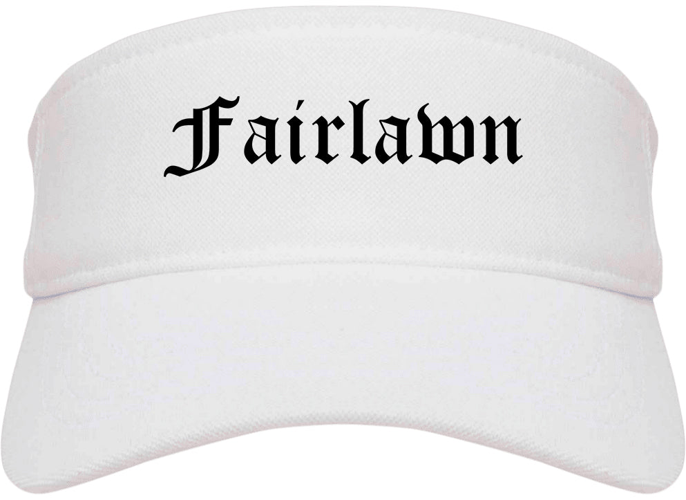 Fairlawn Ohio OH Old English Mens Visor Cap Hat White