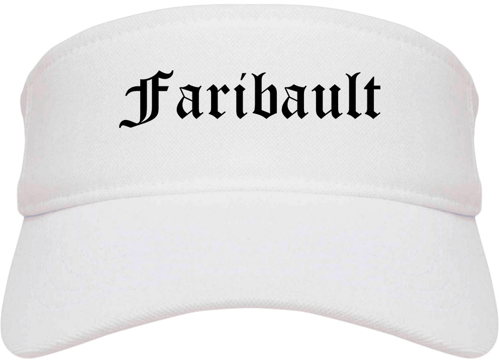 Faribault Minnesota MN Old English Mens Visor Cap Hat White