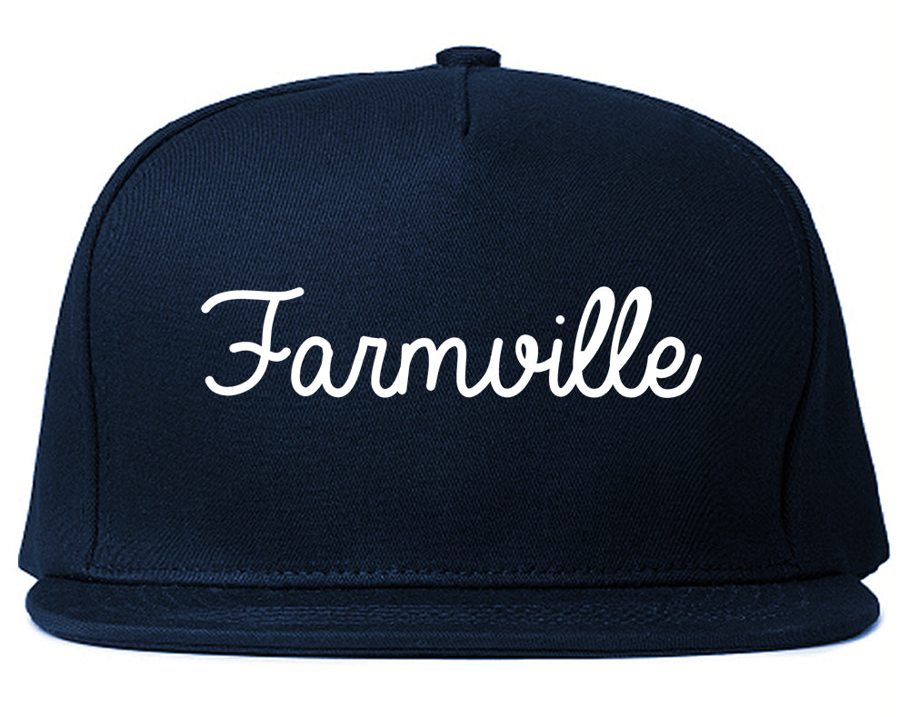Farmville Virginia VA Script Mens Snapback Hat Navy Blue