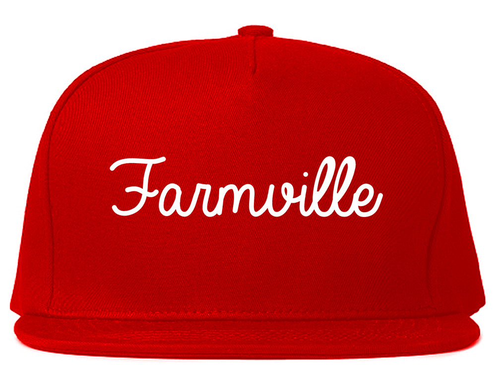 Farmville Virginia VA Script Mens Snapback Hat Red