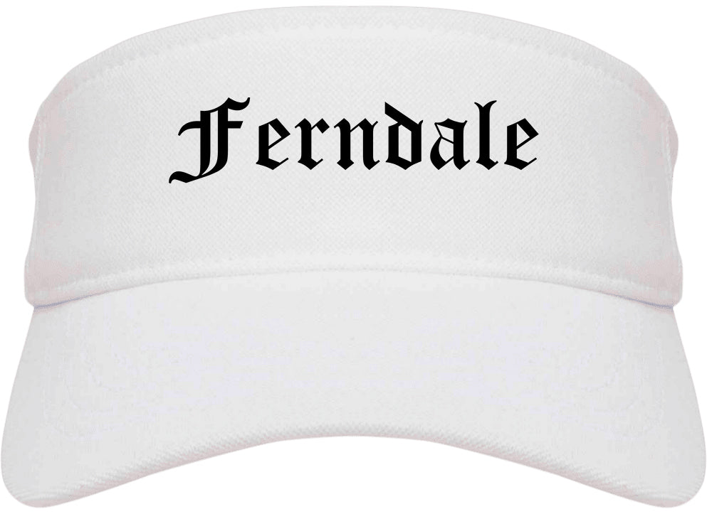 Ferndale Michigan MI Old English Mens Visor Cap Hat White