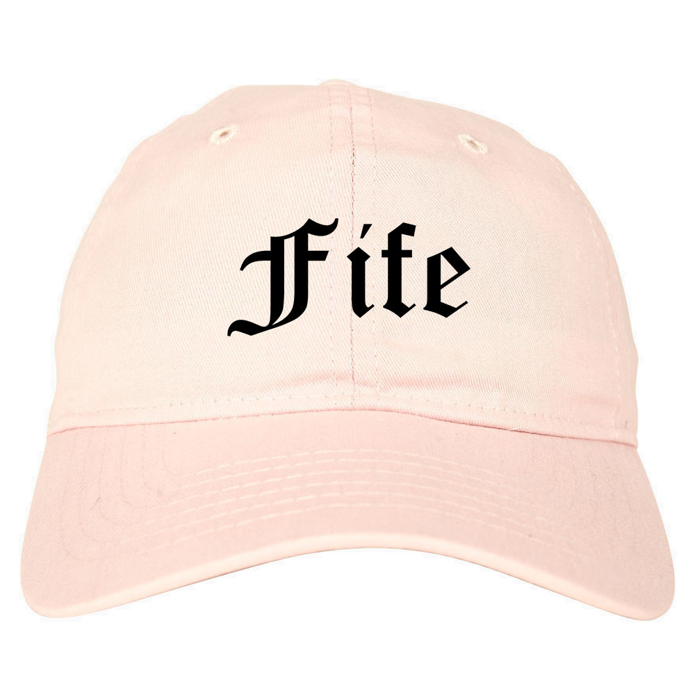 Fife Washington WA Old English Mens Dad Hat Baseball Cap Pink