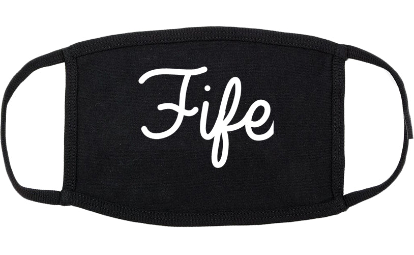 Fife Washington WA Script Cotton Face Mask Black