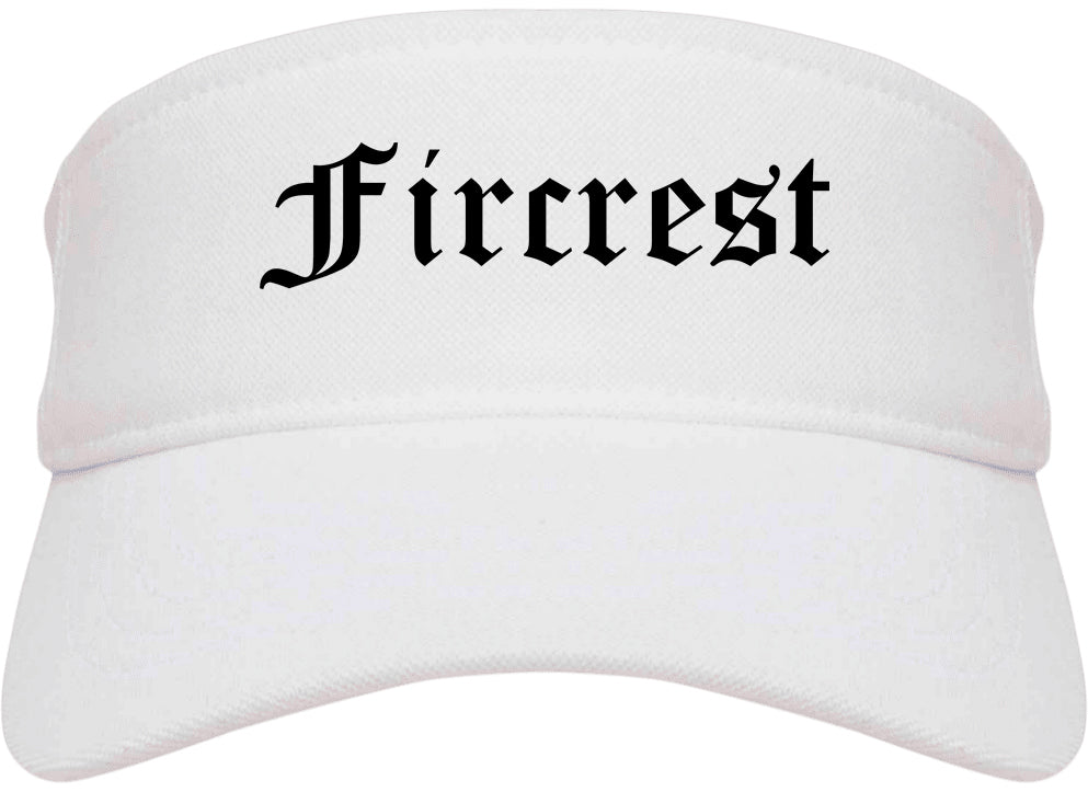 Fircrest Washington WA Old English Mens Visor Cap Hat White