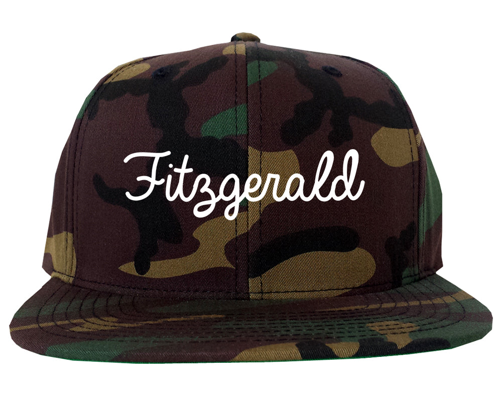 Fitzgerald Georgia GA Script Mens Snapback Hat Army Camo