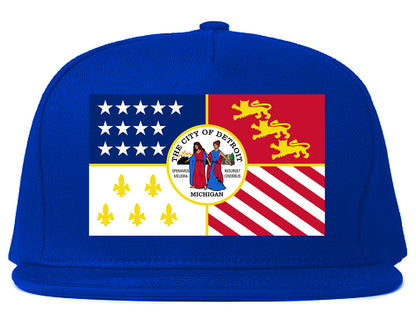 Flag Of Detroit Michigan Mens Snapback Hat Royal Blue
