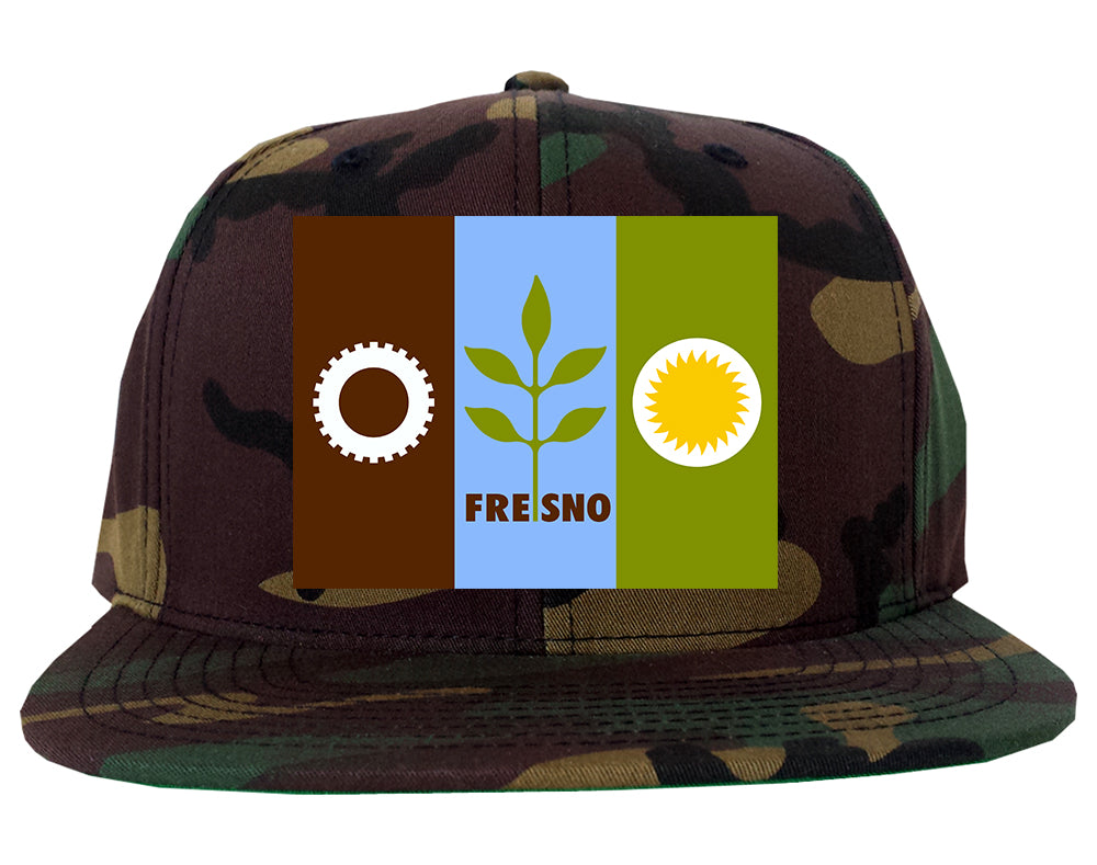 Flag Of Fresno California Mens Snapback Hat Camo