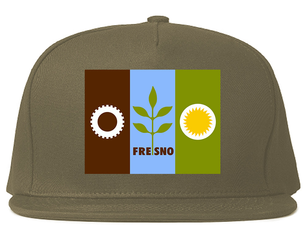 Flag Of Fresno California Mens Snapback Hat Grey