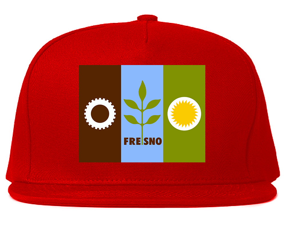 Flag Of Fresno California Mens Snapback Hat Red