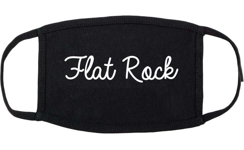 Flat Rock Michigan MI Script Cotton Face Mask Black