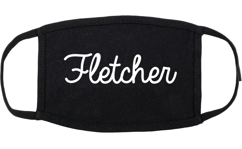 Fletcher North Carolina NC Script Cotton Face Mask Black