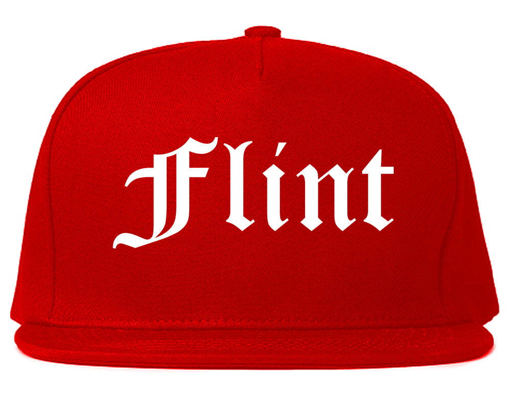 Flint Michigan MI Old English Mens Snapback Hat Red