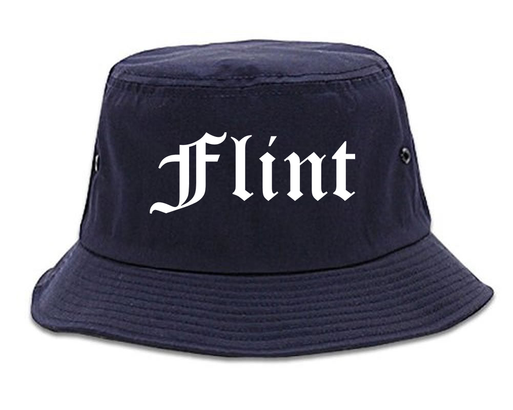 Flint Michigan MI Old English Mens Bucket Hat Navy Blue