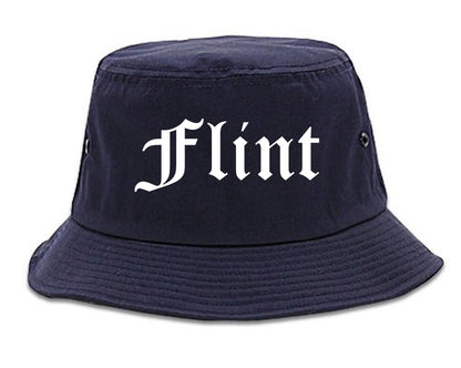 Flint Michigan MI Old English Mens Bucket Hat Navy Blue